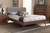 Baxton Studio Dilara Mid Century Modern Light Grey Fabric Upholstered Walnut Brown Finished Wood Queen Size Platform Bed Dilara Light Grey Ash Walnut Queen By Wholesale Interiors