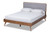 Dilar Grey Upholstered Walnut Wood Queen Size Platform Bed - SKU144066