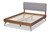 Dilar Grey Upholstered Walnut Wood Queen Size Platform Bed - SKU144066