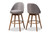 Baxton Studio Carra Mid-Century Modern Grey Fabric Upholstered Walnut-Finished Wood Swivel Bar Stool Set Of 2 BBT5355B-Grey/Walnut-BS By Wholesale Interiors