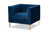 Seraphin Navy Blue Velvet Upholstered Gold Armchair - SKU144127