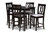 Baxton Studio Reneau Modern And Contemporary Gray Fabric Upholstered Espresso Brown Finished 5 Piece Wood Pub Set Rh316P Grey Dark Brown 5Pc Pub Set By Wholesale Interiors