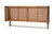 Baxton Studio Rina Mid-Century Modern Ash Wanut Finished Wood And Synthetic Rattan Queen Size Wrap-Around Headboard MG97151-Ash Walnut Rattan-Queen-Headboard By Wholesale Interiors