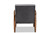 Sorrento Grey Velvet Upholstered Walnut Wooden Lounge Chair - SKU144294