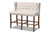 Alira Beige Upholstered Walnut Wood Button Bar Stool Bench - SKU144300