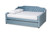 Baxton Studio Freda Transitional And Contemporary Light Blue Velvet Fabric Upholstered And Button Tufted Full Size Daybed With Trundle Freda-Light Blue Velvet-Daybed-F/T By Wholesale Interiors