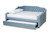 Baxton Studio Freda Transitional And Contemporary Light Blue Velvet Fabric Upholstered And Button Tufted Full Size Daybed With Trundle Freda-Light Blue Velvet-Daybed-F/T By Wholesale Interiors