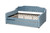 Baxton Studio Freda Transitional And Contemporary Light Blue Velvet Fabric Upholstered And Button Tufted Full Size Daybed With Trundle Freda-Light Blue Velvet-Daybed-F/T By Wholesale Interiors