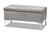 Mabel Grey Velvet Upholstered Silver Finished Storage Ottoman - SKU144505