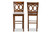 Baxton Studio Carson Modern And Contemporary Grey Fabric Upholstered And Walnut Brown Finished Wood 2-Piece Bar Stool Set RH315B-Grey/Walnut-BS By Wholesale Interiors
