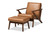 Baxton Studio Bianca Mid-Century Modern Walnut Brown Finished Wood And Tan Faux Leather Effect 2-Piece Lounge Chair And Ottoman Set Bianca-Tan/Walnut Brown-2PC Set By Wholesale Interiors
