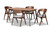 Baxton Studio Danton Mid-Century Modern Grey Fabric Upholstered And Walnut Brown Finished Wood 5-Piece Dining Set WM1900B-Smoke/Walnut-5PC Dining Set By Wholesale Interiors