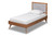 Laim Grey Upholstered And Walnut Wood Twin Size Platform Bed - SKU145530