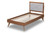 Laim Grey Upholstered And Walnut Wood Twin Size Platform Bed - SKU145530