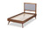 Roz Grey Upholstered And Walnut Wood Twin Size Platform Bed - SKU145575