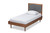 Baxton Studio Tasha Mid-Century Modern Dark Grey Fabric Upholstered And Walnut Brown Finished Wood Twin Size Platform Bed Tasha-Dark Grey/Walnut-Twin By Wholesale Interiors