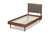 Baxton Studio Tasha Mid-Century Modern Dark Grey Fabric Upholstered And Walnut Brown Finished Wood Twin Size Platform Bed Tasha-Dark Grey/Walnut-Twin By Wholesale Interiors