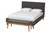 Baxton Studio Valencia Mid-Century Modern Dark Grey Fabric Upholstered Queen Size 2-Piece Bedroom Set BBT6662-Dark Grey-Queen-2PC Set By Wholesale Interiors