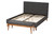 Baxton Studio Valencia Mid-Century Modern Dark Grey Fabric Upholstered Queen Size 2-Piece Bedroom Set BBT6662-Dark Grey-Queen-2PC Set By Wholesale Interiors