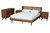 Baxton Studio Rina Mid-Century Modern Ash Walnut Finished Wood 4-Piece Full Size Bedroom Set With Synthetic Rattan MG97151-Ash Walnut-Full-4PC Set By Wholesale Interiors
