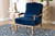 Baxton Studio Jules Traditional Navy Blue Fabric And French Oak Brown Finished Wood Accent Chair Bbt5470 Navy Blue French Oak Chair By Wholesale Interiors