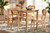 Baxton Studio Haviland Mid Century Modern Oak Brown Finished Wood And Rattan 5 Piece Dining Set Rh256C Natural Rattan Rectangle 5Pc Dining Set By Wholesale Interiors