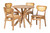Baxton Studio Donato Mid-Century Modern Oak Brown Finished Wood And Rattan 5-Piece Dining Set RH256C-Natural Rattan-Round-5PC Dining Set By Wholesale Interiors