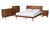 Baxton Studio Melora Mid-Century Modern Walnut Brown Finished Wood And Rattan Queen Size 4-Piece Bedroom Set MG0004-Ash Walnut-Queen 4PC Bedroom Set By Wholesale Interiors