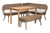 Baxton Studio Raisa Modern Bohemian Natural Kubu Rattan Bench And Wood Table 4-Piece Dining Nook Set Mona Kubu-Grey/Natural/Light Brown-4PC Dining Set By Wholesale Interiors