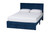 Baxton Elora Navy Blue Pleated Velvet Queen Size Storage Bed - SKU147249