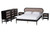 Baxton Studio Shirin Mid-Century Beige Fabric And Black Wood Queen 5-Piece Bedroom Set Ivana-Sand Stone/Black-Queen-5PC Bedroom Set By Wholesale Interiors