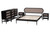 Baxton Studio Shirin Mid-Century Beige Fabric And Black Wood Queen 5-Piece Bedroom Set Ivana-Sand Stone/Black-Queen-5PC Bedroom Set By Wholesale Interiors