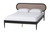 Baxton Studio Shirin Mid-Century Beige Fabric And Black Wood Queen 5-Piece Bedroom Set Ivana-Sand Stone/Black-Queen-5PC Bedroom Set By Wholesale Interiors