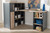Baxton Studio Pandora Modern And Contemporary Dark Grey And Light Brown Two Tone Study Desk With Built In Shelving Unit Wt970010 Dark Grey White Oak By Wholesale Interiors