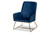 Baxton Studio Sennet Glam And Luxe Navy Blue Velvet Fabric Upholstered Gold Finished Armchair SF1802-Navy Blue Velvet/Gold-CC By Wholesale Interiors