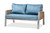 Baxton Studio Nicholson Modern And Contemporary Blue Fabric Upholstered And Grey Finished Metal With Brown Finished Pe Rattan 4-Piece Outdoor Patio Lounge Set MLM-210477-Blue By Wholesale Interiors