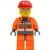 Lego Construction Worker Orange Zipper Safety Stripes Orange Arms Orange Legs Dark Bluish Gray Hips Red Construction Helmet Silver Sunglasses Cty125