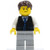 Lego Black Vest With Blue Striped Tie Light Bluish Gray Legs White Arms Dark Brown Short Tousled Hair Crooked Smile Cty395