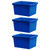 Storex 4 Gallon Classroom Storage Bin, Blue, Pack Of 3 STX61451U06C-3
