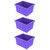 Storex 4 Gallon Classroom Storage Bin, Purple, Pack Of 3 STX61481U06C-3