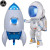3D Rocket Balloon Self Standing Foil Balloon With Base Astronaut Balloon Rocket Balloon For Outer Space Party Decoration By WTB