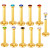 Metal Pure Gold Color - 2X 16G 1.2Mm Crystal Steel -Gold- Labret Ring Bar Ear Cartilage Tragus Monroe Lip Nose Stud Internally Threaded Piercing By WTB