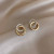 Metal Bronze - 2023 Korean Simple Double Circle Gold Color Metal Crystal Stud Earrings For Women Fashion Exquisite Jewelry Best Friend Gifts By WTB