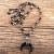 Fashion Bohemian Jewelry Natural Stones Crystal Glass Knotted Ox Horn Moon Pendant Necklace Women Boho Necklaces Girls By WTB