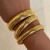 Metal Imitation Rhodium Plated, Diameter: 50-52Mm - 18K Gold Plated Titanium Steel Bracelet Vintage Elastic Gypsy Polishing Bangle For Women Girls Fashion Aesthetic Jewelry By WTB