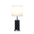 24" Jon Chrome Bohemian Black Glass Mosaic Modern Pillar Table Lamp HBL2117 By Ore
