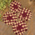 CWI G54025 4/Set Burgundy & Tan Check Star Applique Round Coasters