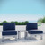 Modway Shore 3-Piece Outdoor Patio Aluminum Sectional Sofa Set-Silver/Navy EEI-2598