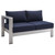 Modway Shore Sunbrella Fabric Aluminum Outdoor Patio Left Arm Loveseat Eei 4223 Slv Nav