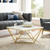 Modway Vertex Gold Metal Stainless Steel Coffee Table EEI-4207-GLD-WHI